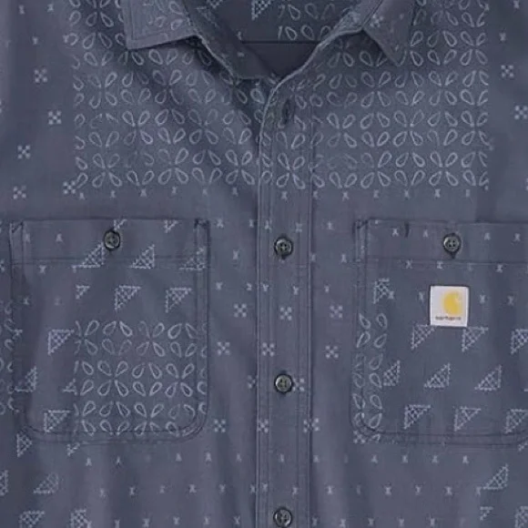 NWT Carhartt Men's Button Down Short Sleeve Shirt LT Large Tall Blue - Picture 3 of 3